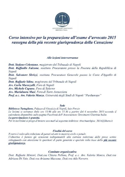 Preparazione all’esame d’avvocato 2015 – rassegna della più recente giurisprudenza della Cassazione