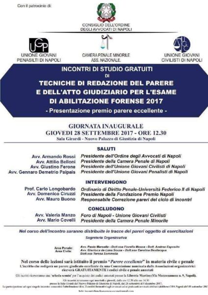 Tecniche di redazione del parere e dell’atto giudiziario per l’esame di abilitazione forense 2017 COA Napoli