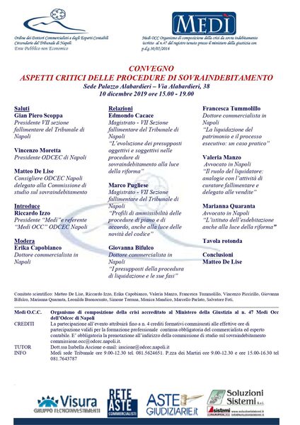 Aspetti critici delle procedure da sovraindebitamento ODCEC Napoli 2019