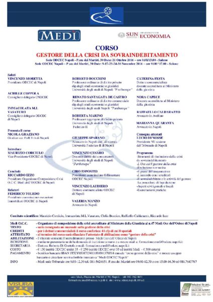 Gestore della crisi da sovraindebitamento ODCEC Napoli 2016
