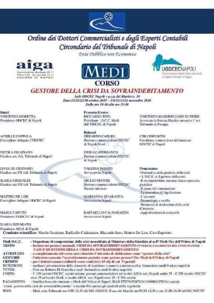 Gestore della crisi da sovraindebitamento ODCEC Napoli, 3° ed.ne 2018