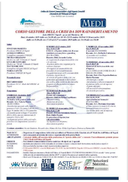Gestore della crisi da sovraindebitamento ODCEC Napoli, 4° ed.ne 2019