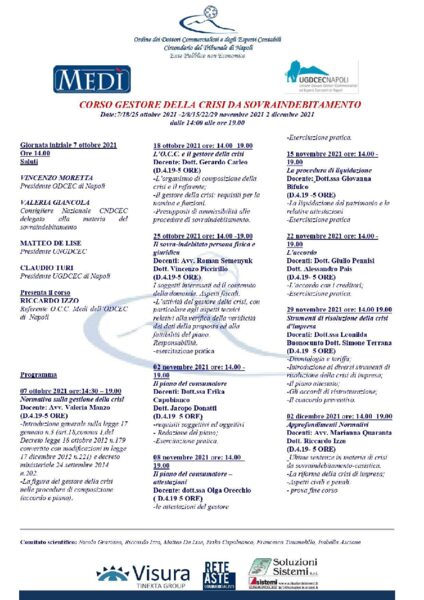 Gestore della crisi da sovraindebitamento ODCEC Napoli, 2021