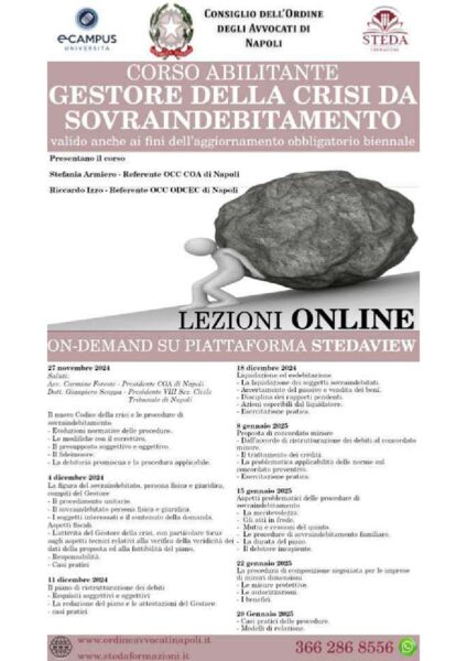 Gestore della crisi da sovraindebitamento COA Napoli 2024