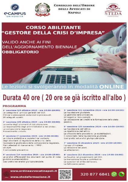 Gestore della crisi d’impresa COA Napoli 2024