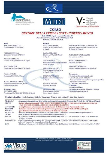 Gestore della crisi da sovraindebitamento ODCEC Napoli, 2° ed.ne 2018
