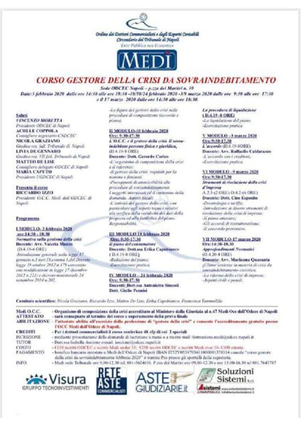 Gestore della crisi da sovraindebitamento ODCEC Napoli, 1° ed.ne 2020