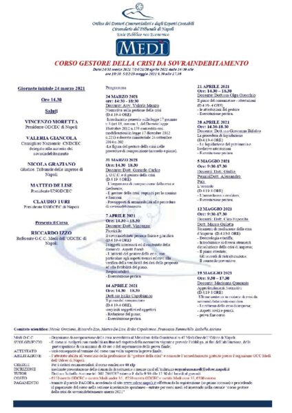 Gestore della crisi da sovraindebitamento ODCEC Napoli, 1° ed.ne 2021