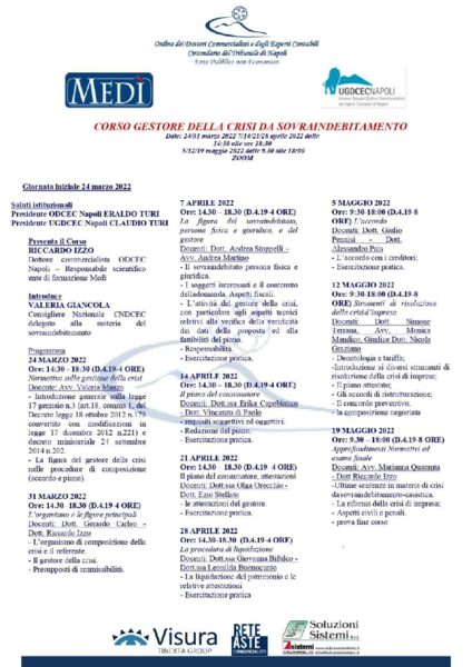 Gestore della crisi da sovraindebitamento ODCEC Napoli 2022