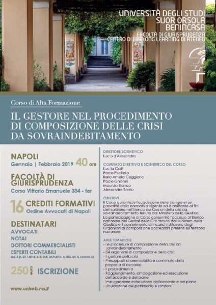 Il Gestore nel procedimento di composizione delle crisi da sovraindebitamento UNISOB 2019