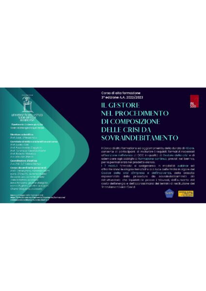 Il Gestore nel procedimento delle crisi da sovraindebitamento UNISOB 2022