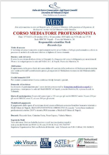Mediatore professionista ODCEC Napoli, 2° ed.ne 2019