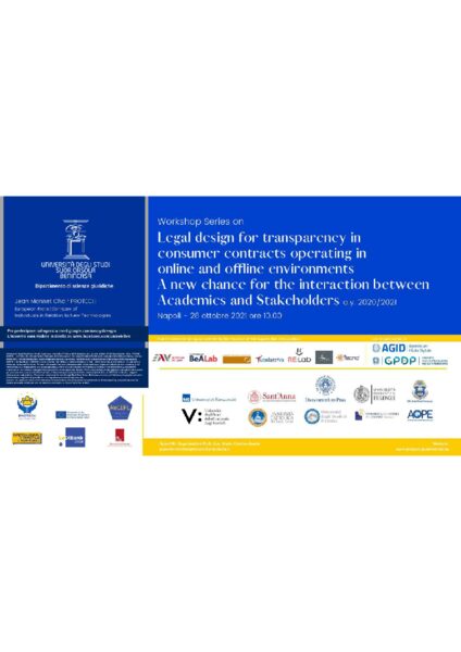 Legal Design for transparency in consumer contracts operating on line and offline environments UNISOB 2021