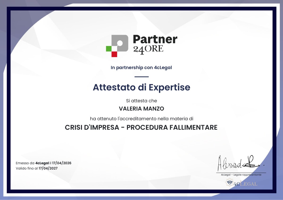 Attestato Partner 24 ORE – Valeria Manzo